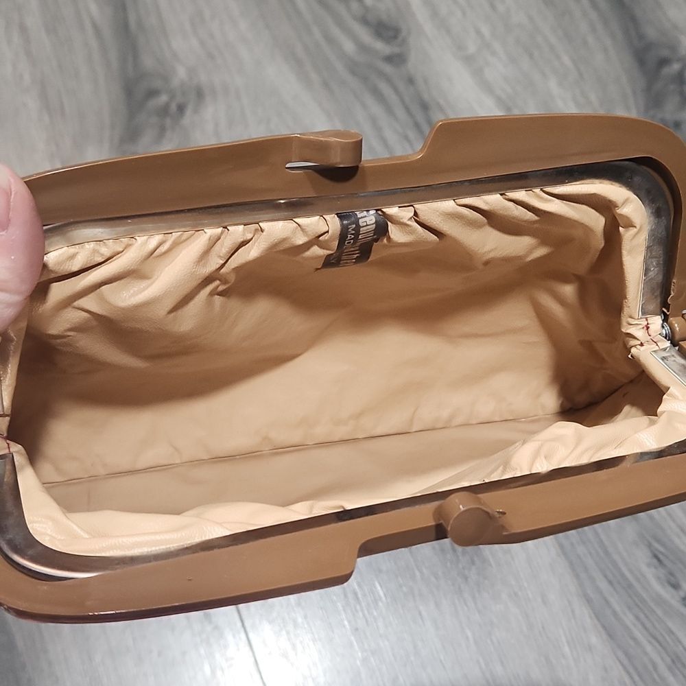 Vintage Brown Suede Leather Italian Kisslock Clutch - Picture 6 of 7